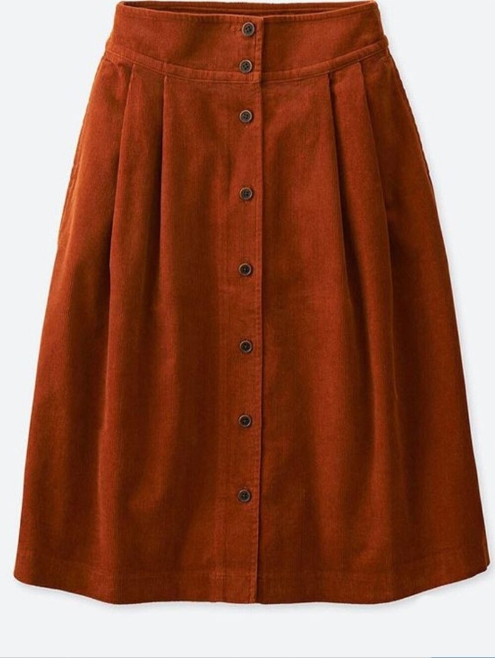 INES DE LA FRESSANGE 2019 Spring Button-Front Corduroy Midi Skirt in Rust Size 2